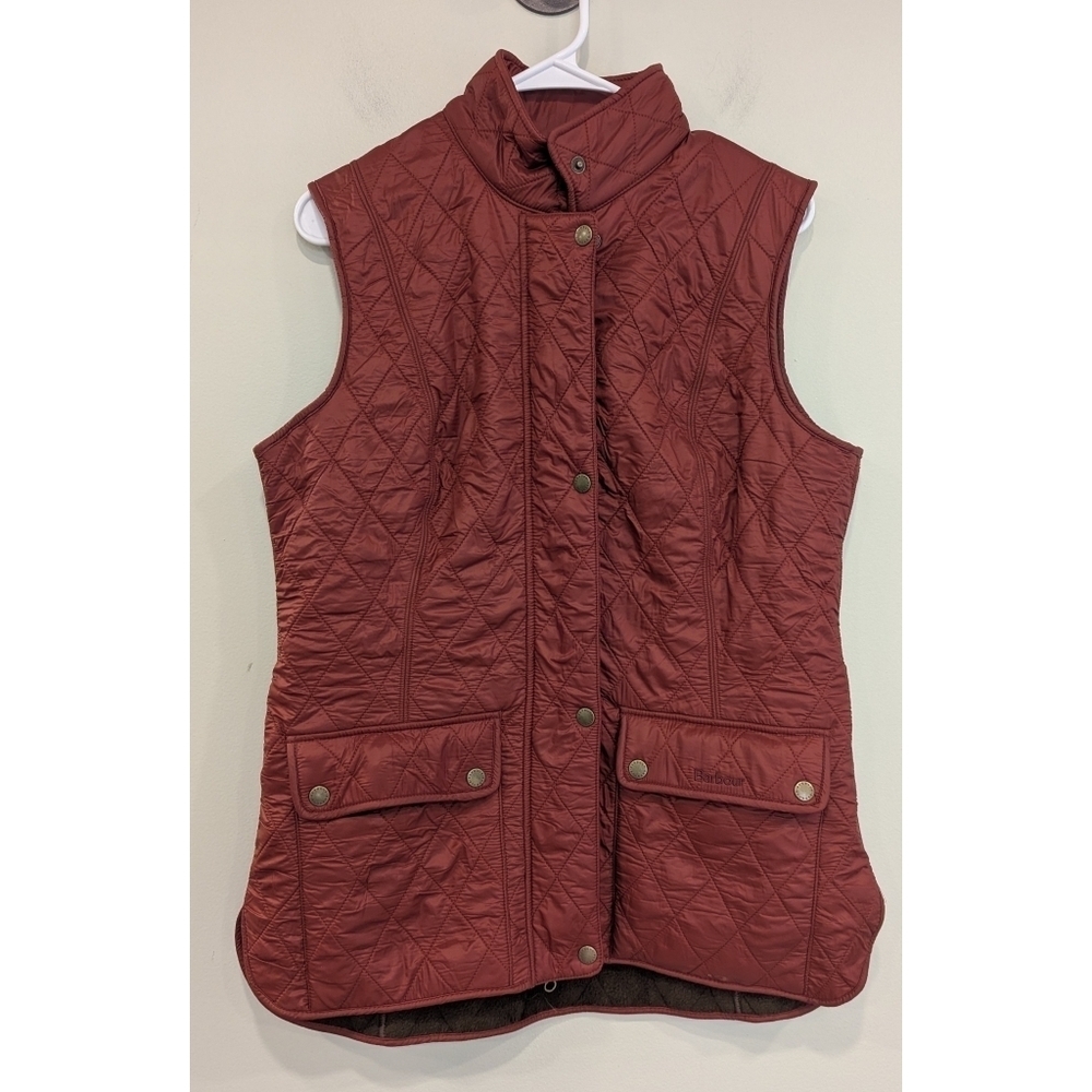 Barbour Wray Gilet Quilted Vest In Deep Claret Size 10